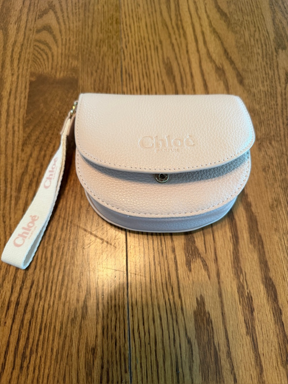 Chloe Light Pink Leather Wristlet Bag